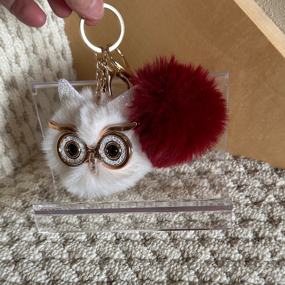 Owl and Pom Pom Bag Charm/keyholder - Picture 2 of 7